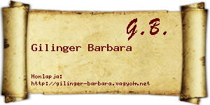 Gilinger Barbara névjegykártya